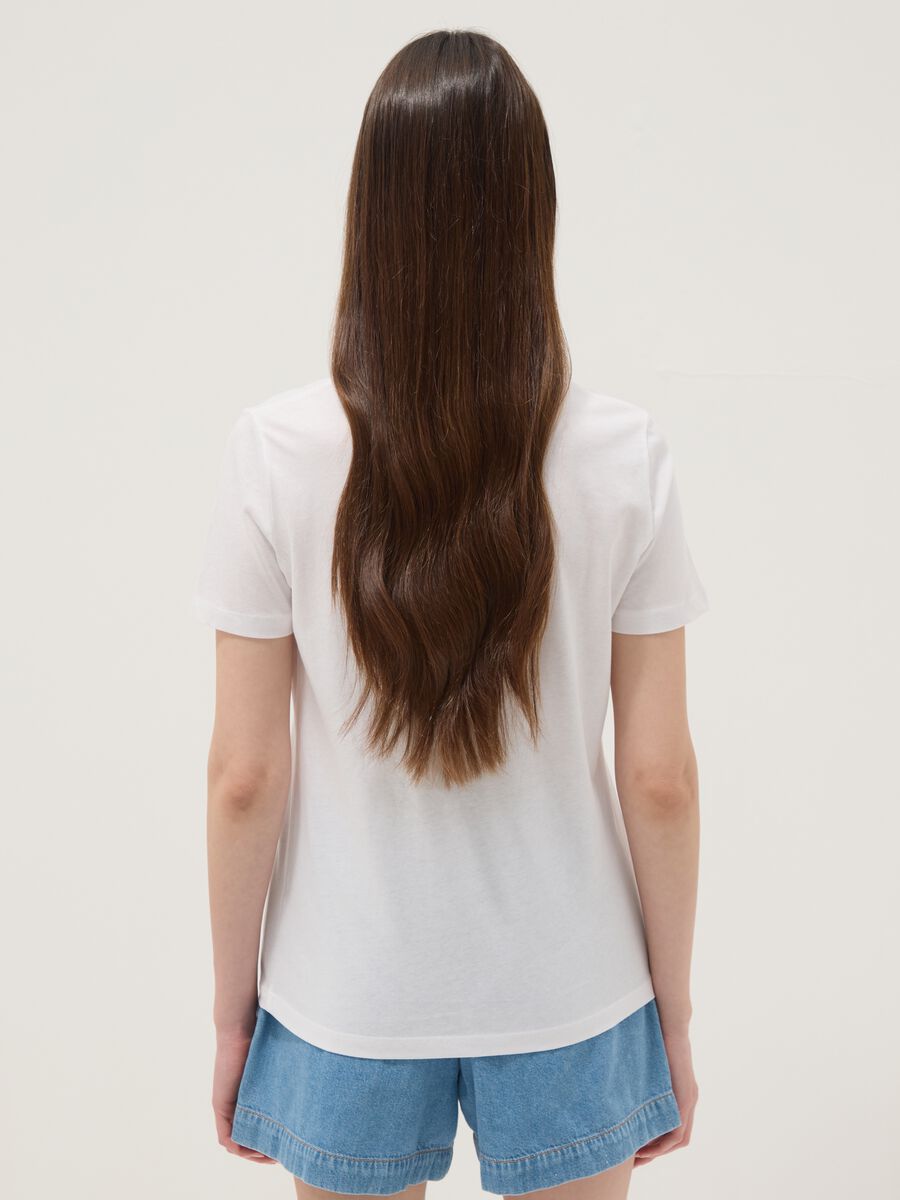 White pure cotton T-shirt with floral print_3