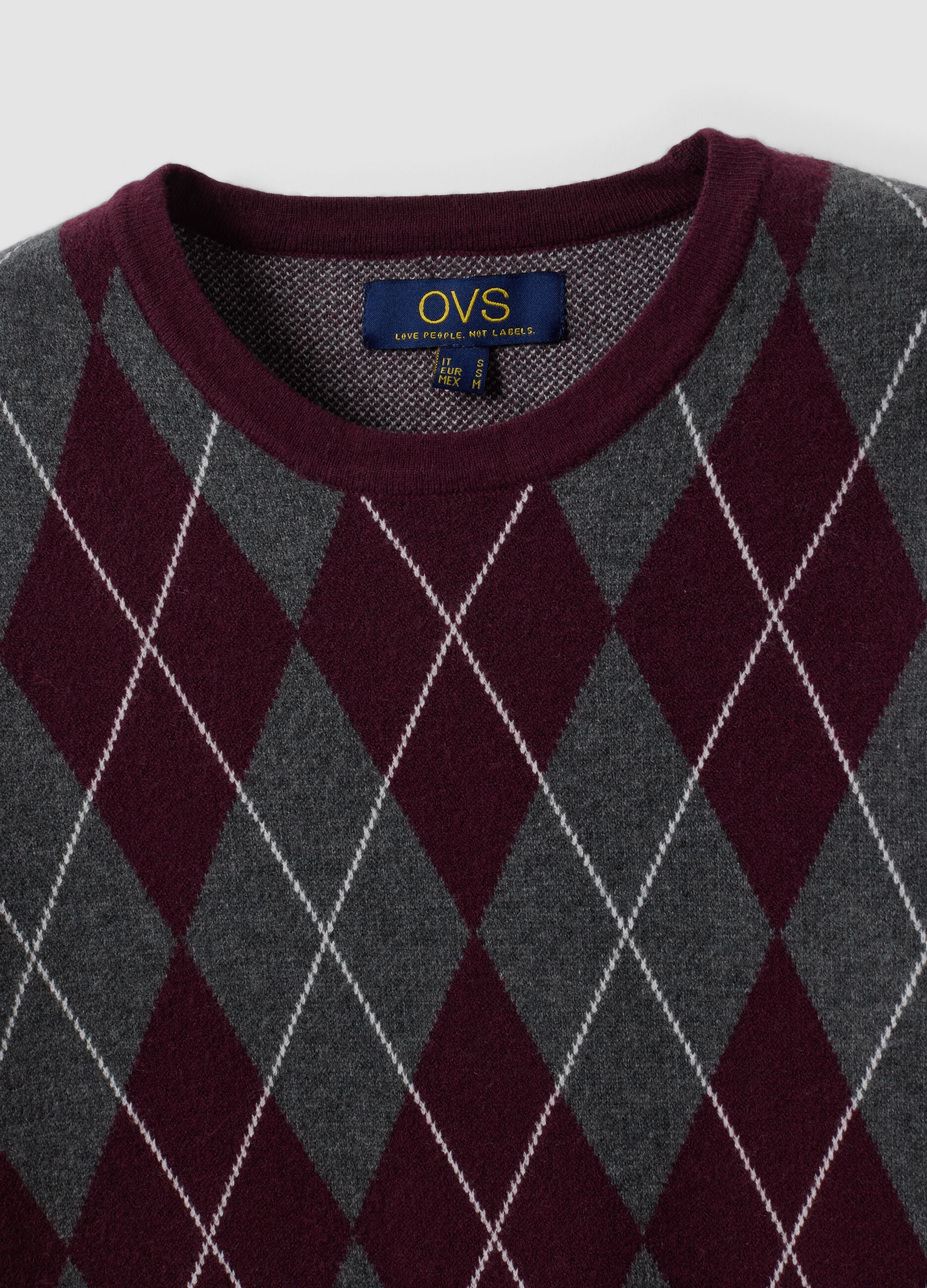 Multicolour argyle crew-neck jumper, regular fit