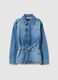 Regular fit pure cotton blue denim jacket with belt_4