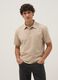 Beige short-sleeved stretch polo shirt_0