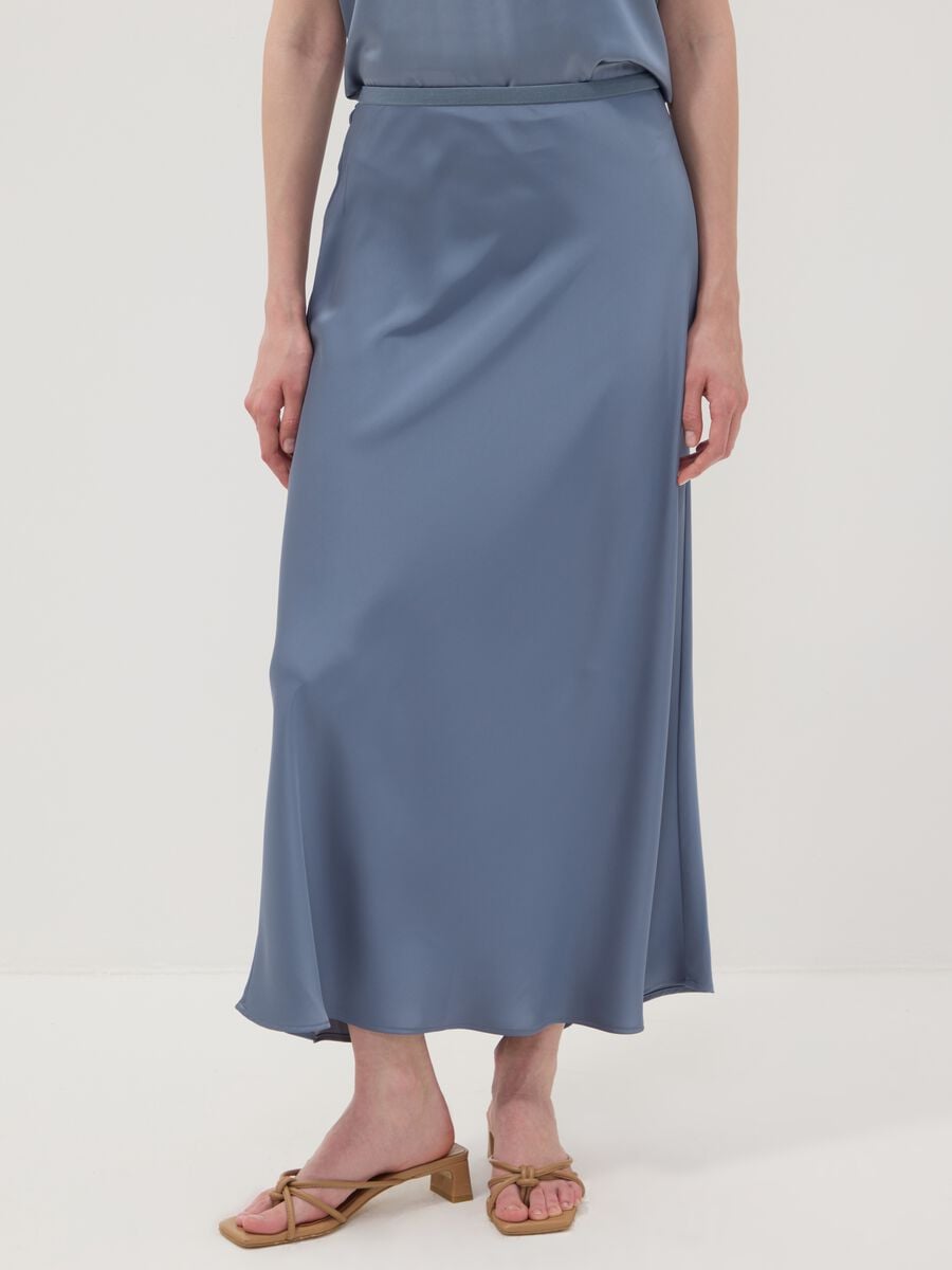 Long grey satin skirt_1
