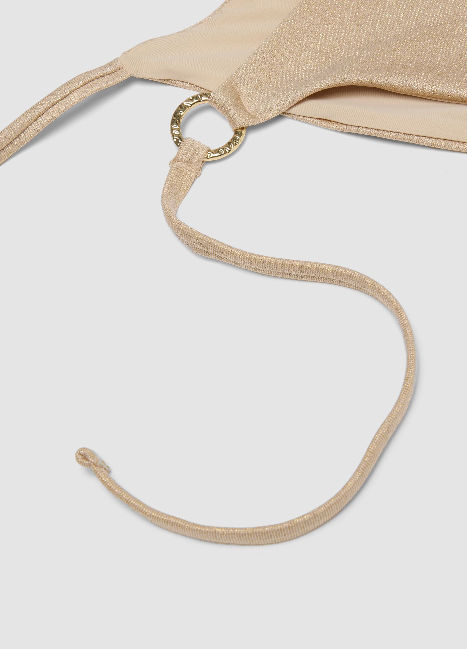 Beige glitter-textured stretch bikini bottoms