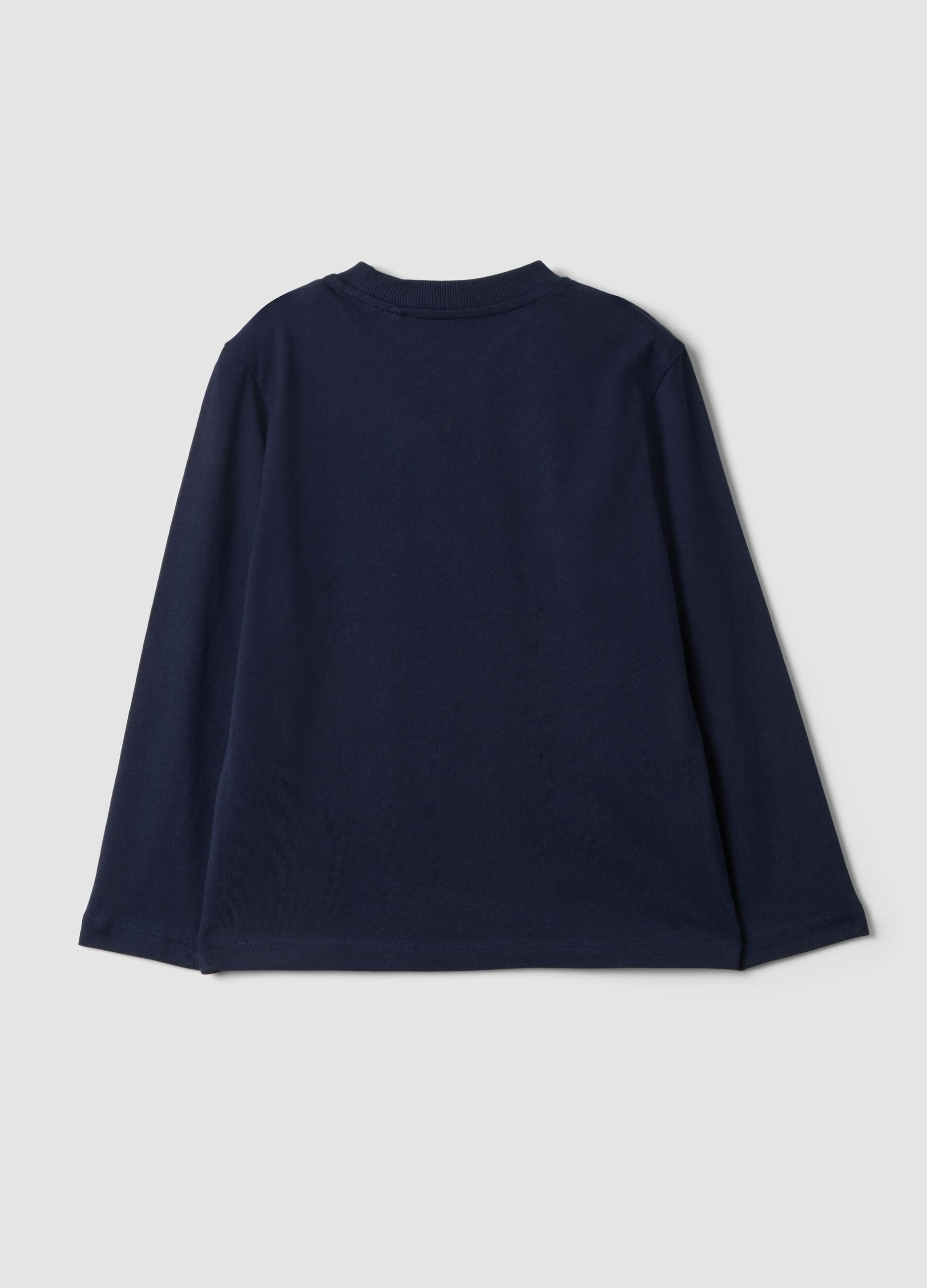 Blue pure organic cotton T-shirt with college print for boys