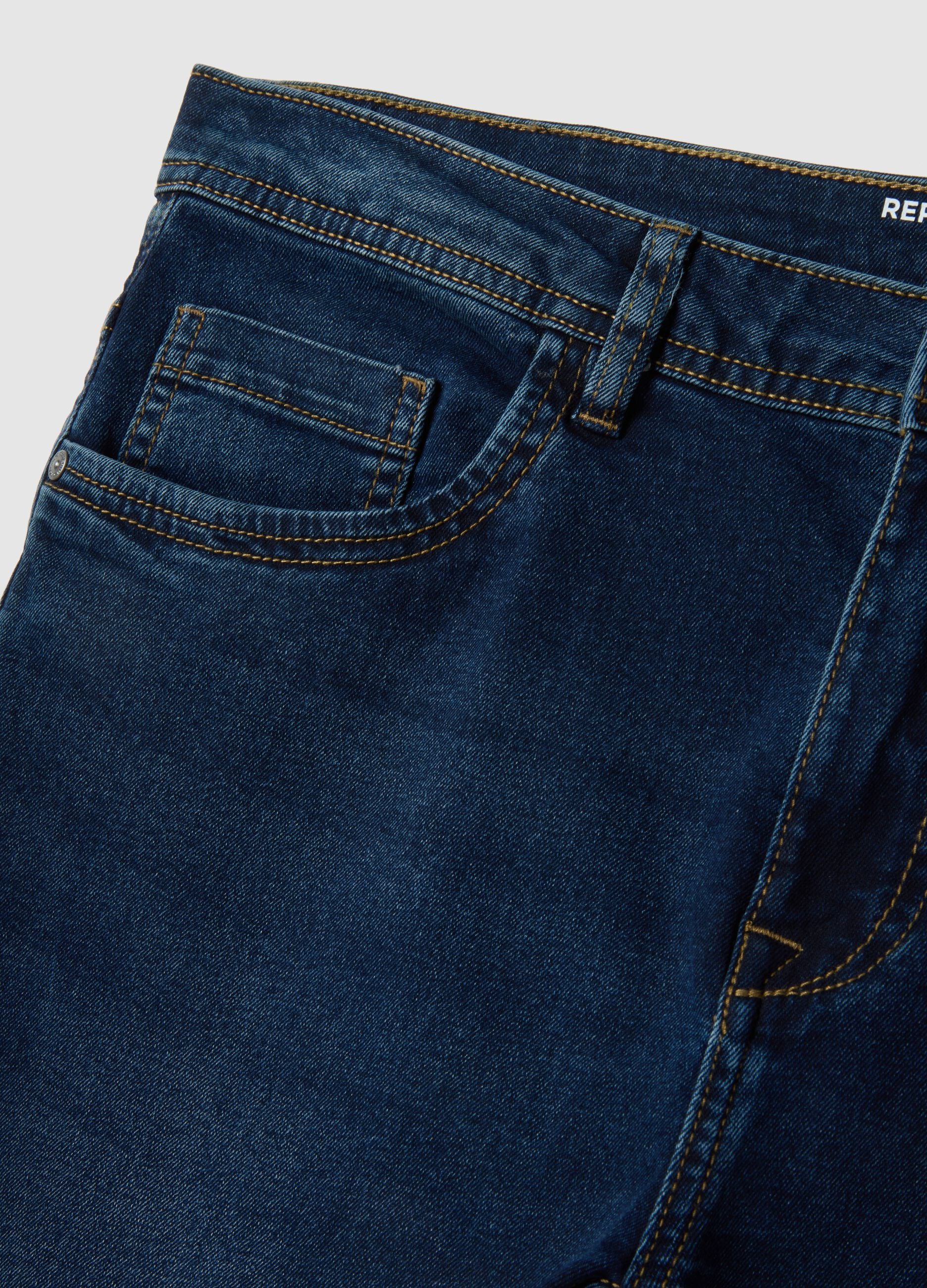 Blue Super Skinny Cotton Blend Jeans