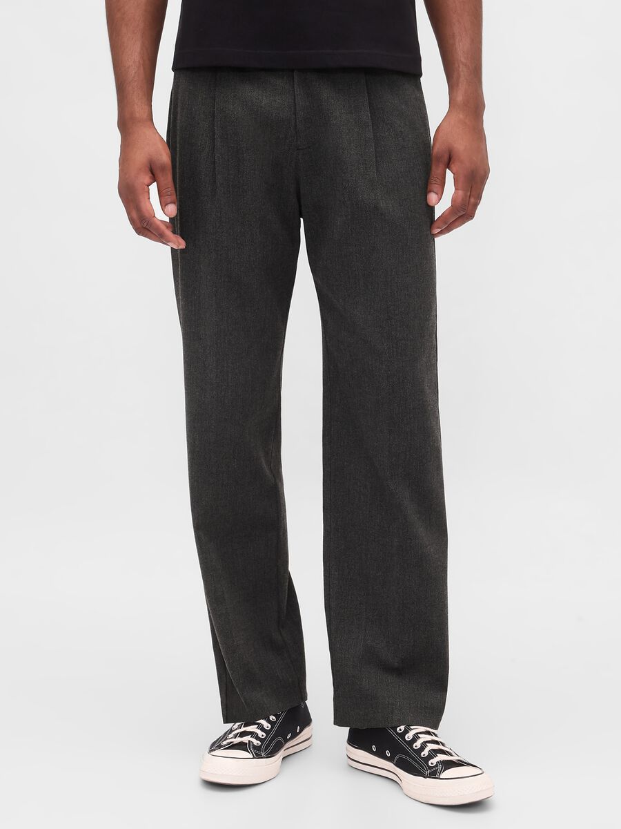 Grey trousers in viscose and wool blend_1