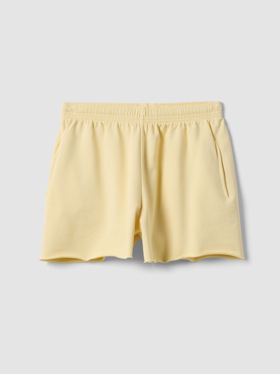 Yellow cotton-blend shorts with elasticated waist, regular fit_4