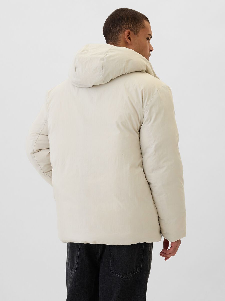 Down jacket with hood and logo embroidery_2