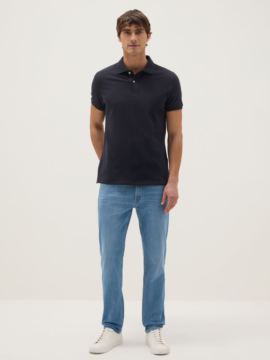 Blue regular fit pure cotton polo_1