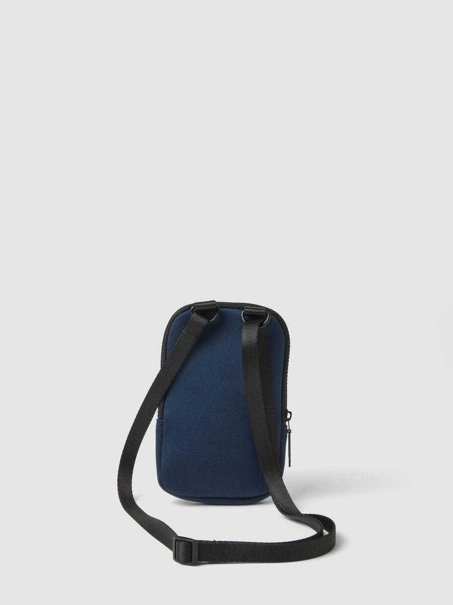 Blue phone pouch with zip and adjustable shoulder strap_2