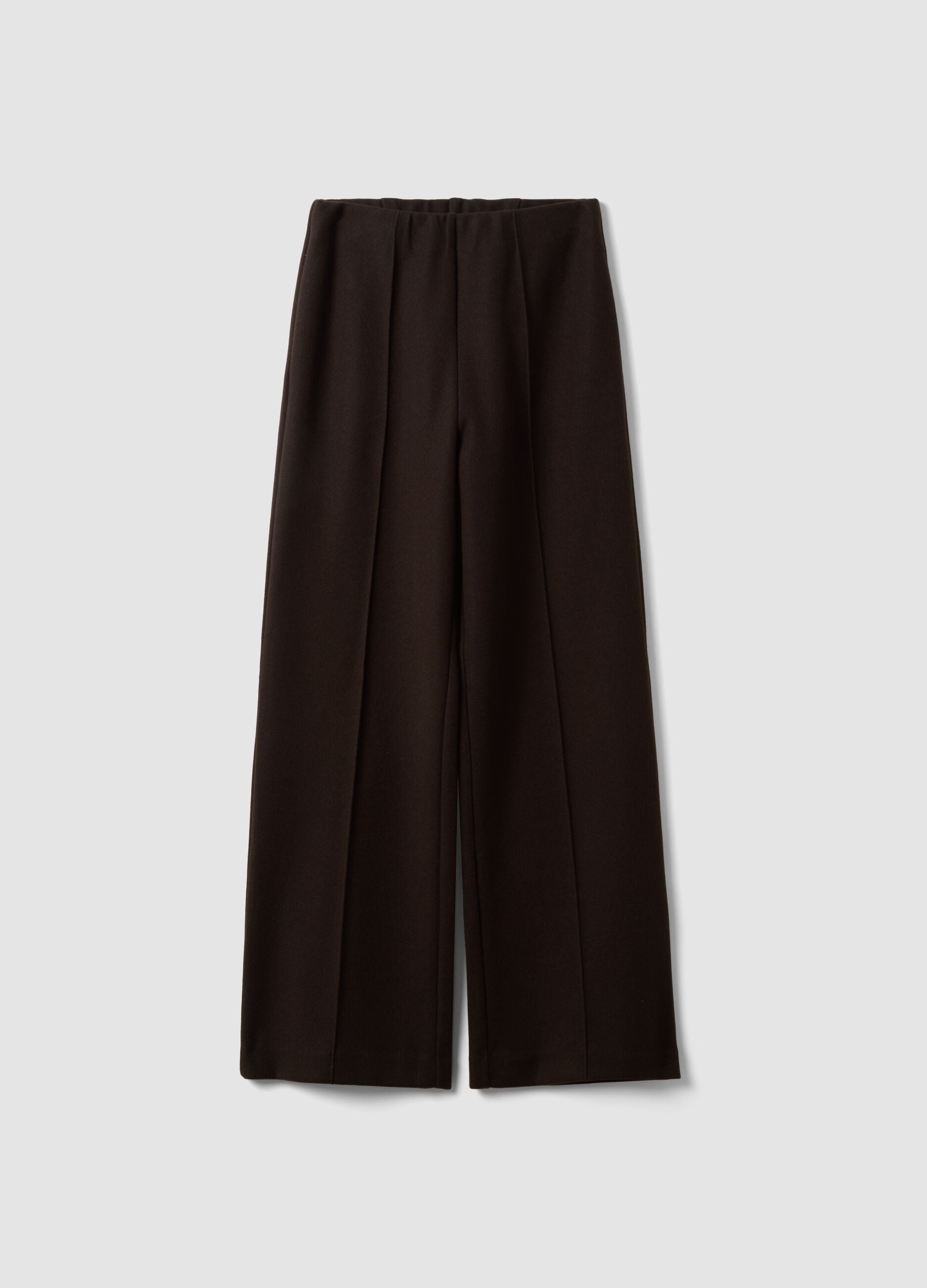Brown viscose-blend tailored trousers with a baggy fit