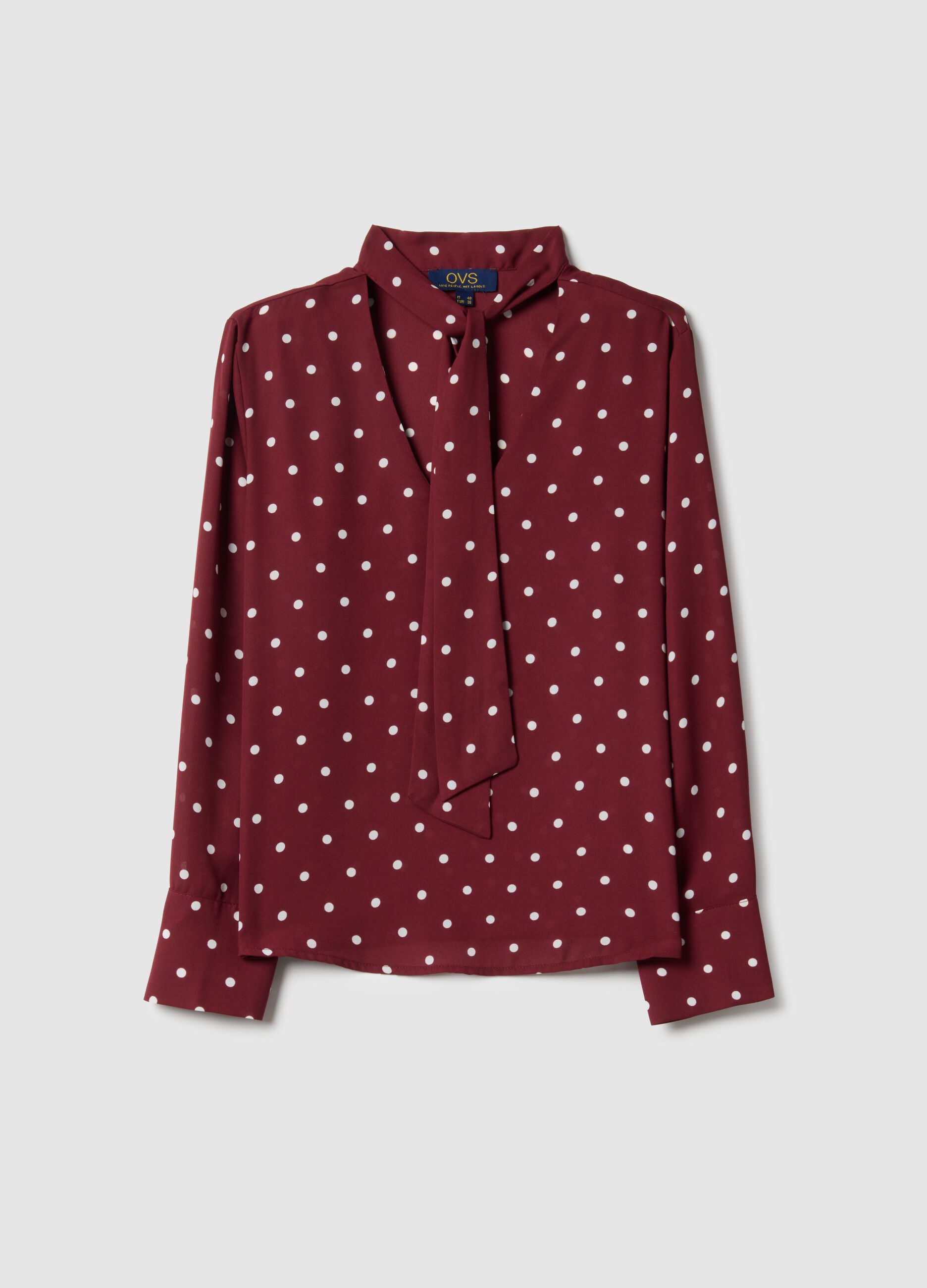 Crepe Burgundy Polka Dot Shirt