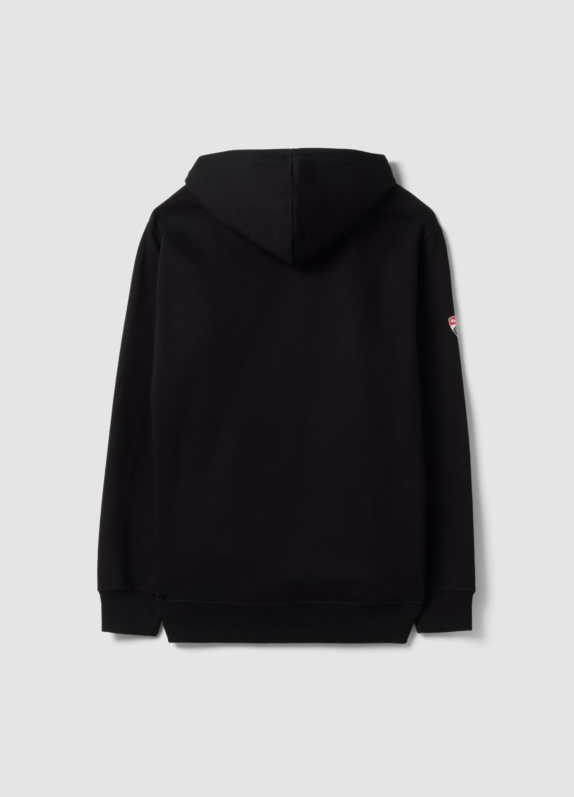 Black cotton-blend hoodie with Ducati print, relaxed fit