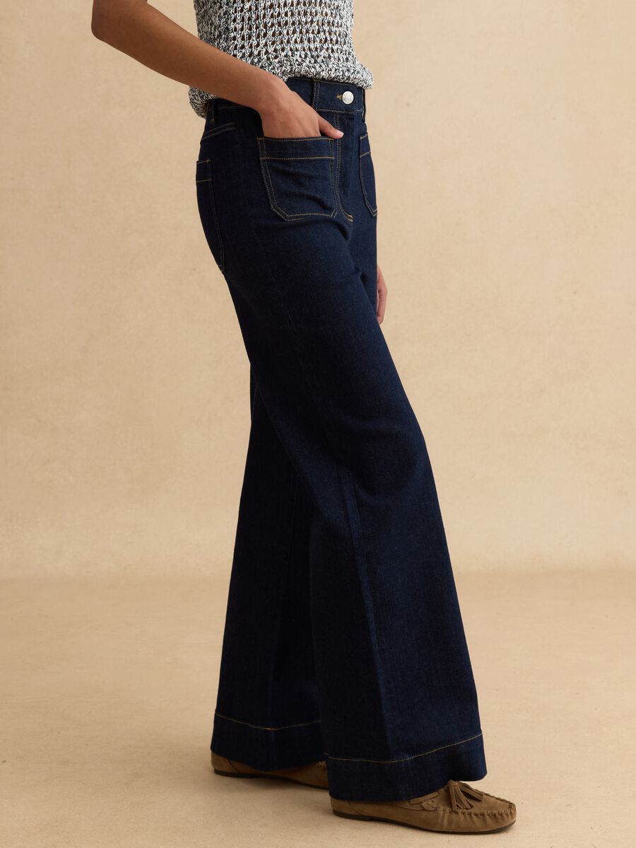 Pantaloni in cotone elasticizzato blu regular fit_3