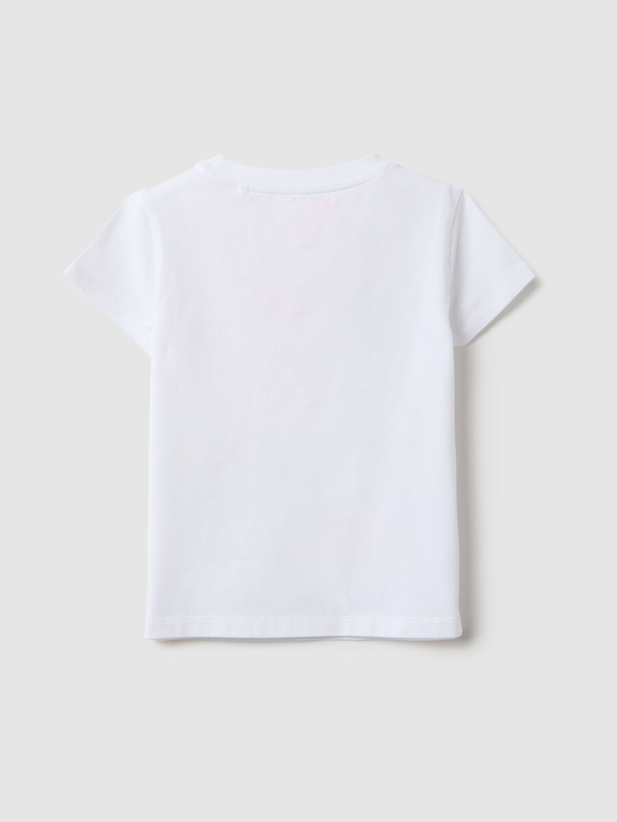 Girls' white stretch cotton regular fit T-shirt with hearts_1