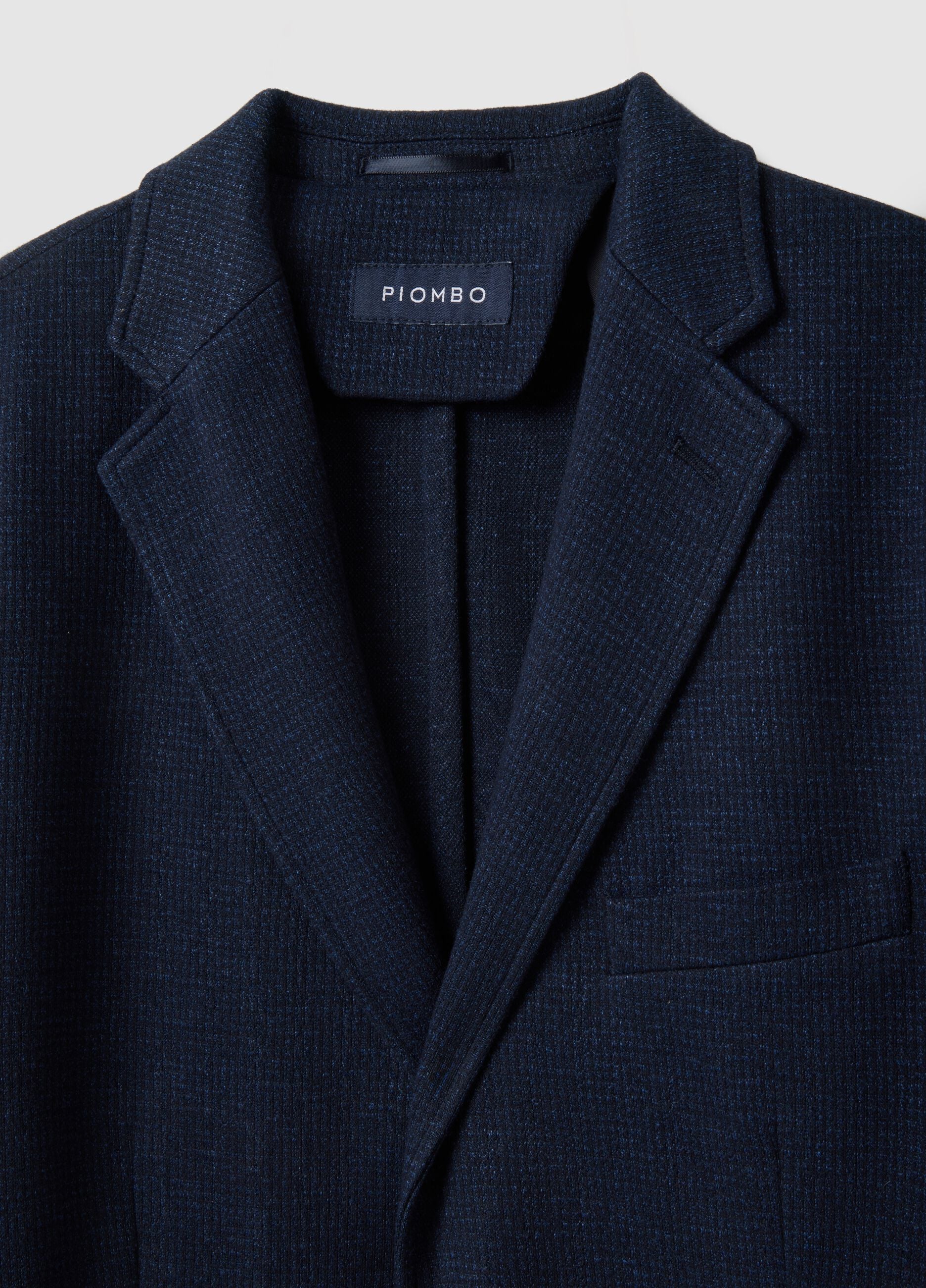 Slim fit blue stretch cotton blazer