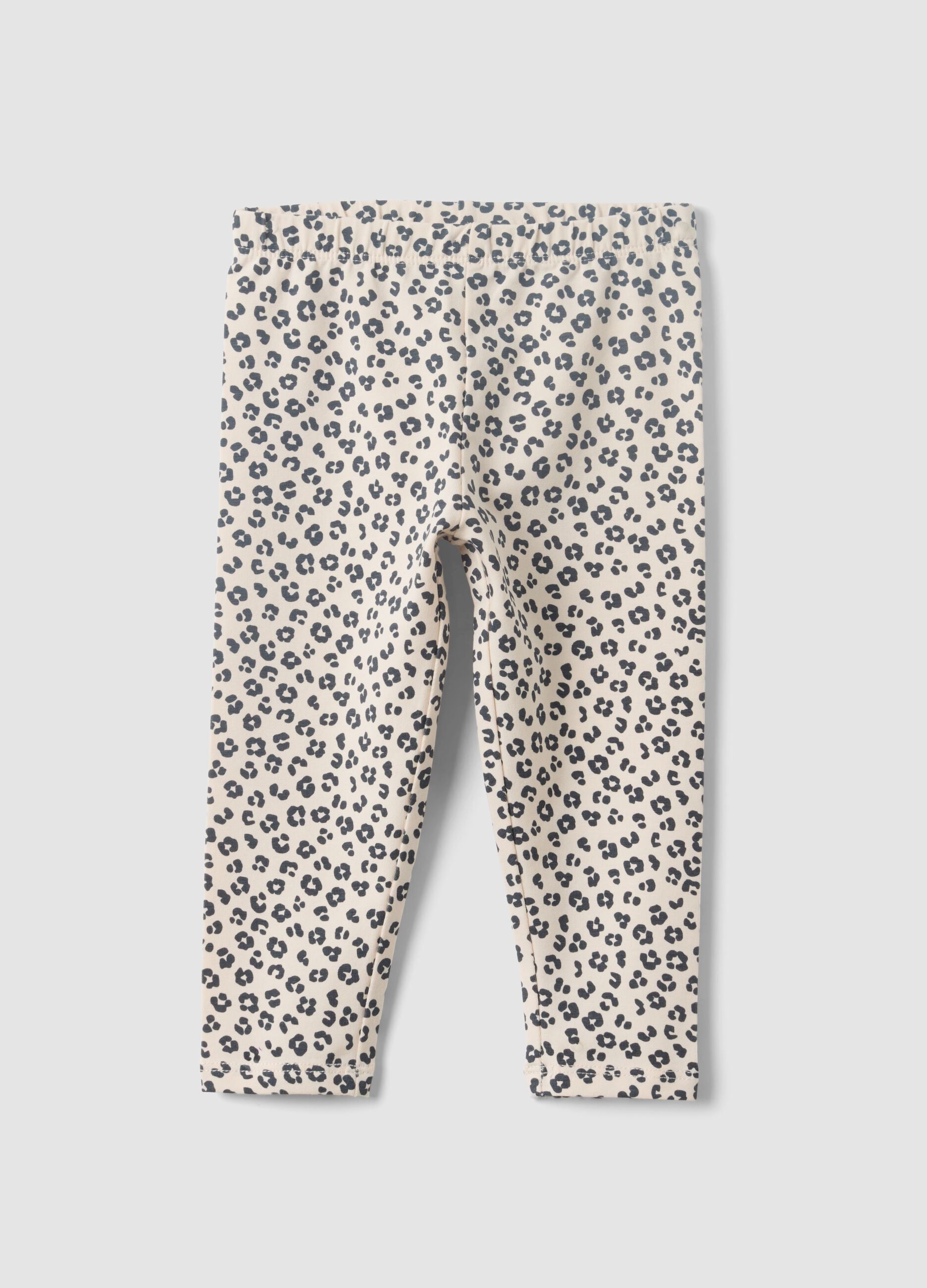 Multicolour organic cotton-blend animal print leggings for baby girl