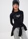 Black pure cotton T-shirt with applied stars, regular fit for girls_1