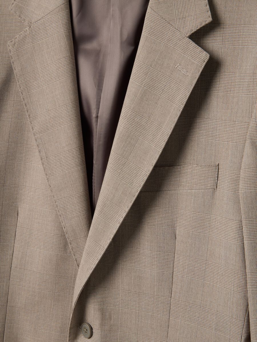 Beige slim-fit checked viscose-blend blazer with lapels_5