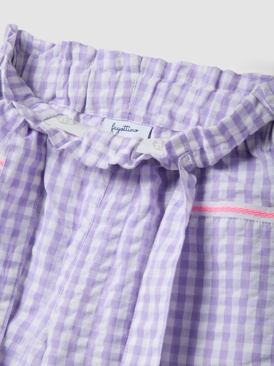 Girls' wide leg multicoloured check pure cotton trousers_2