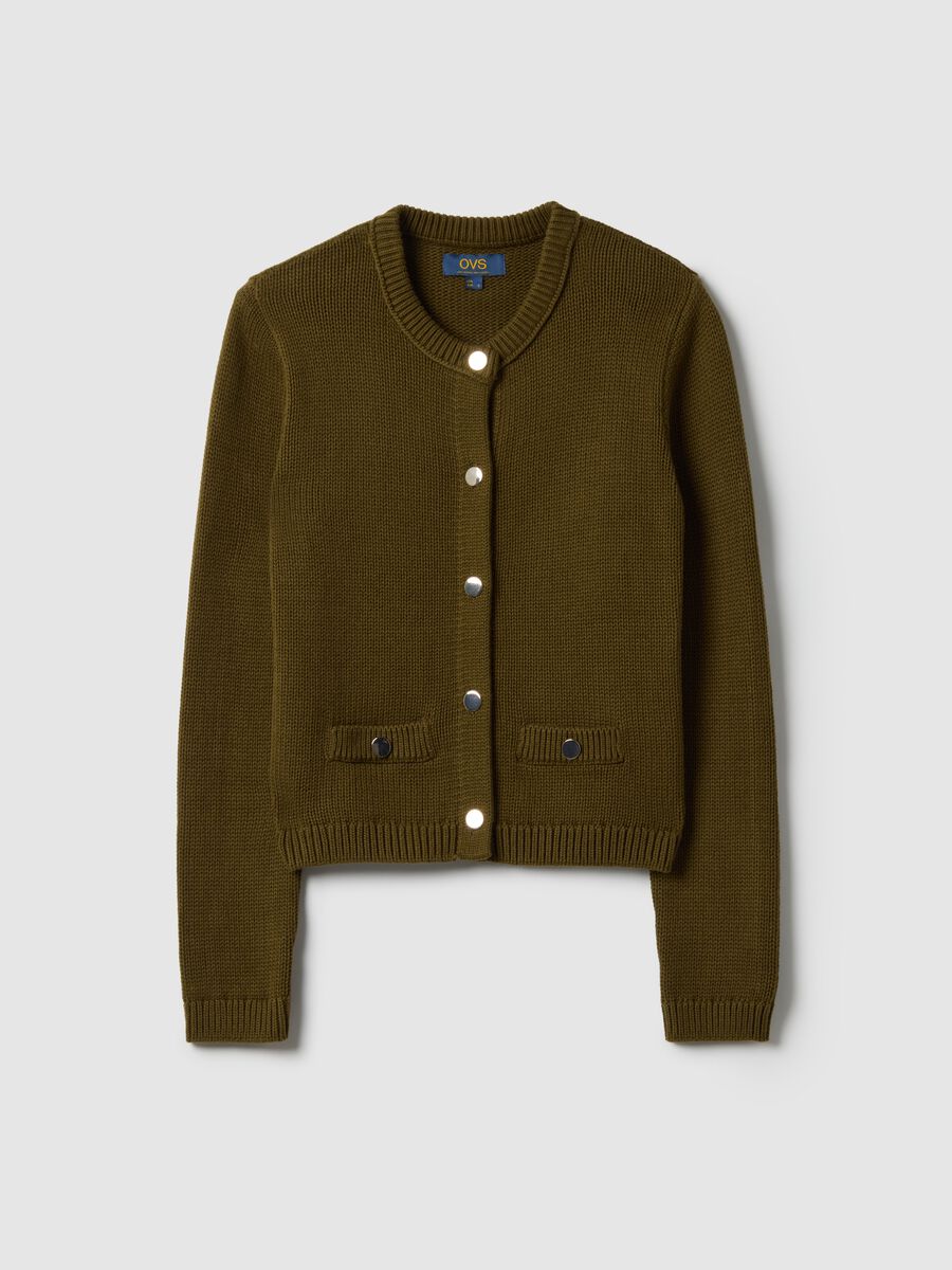 Green cardigan in pure cotton regular fit with buttons_4