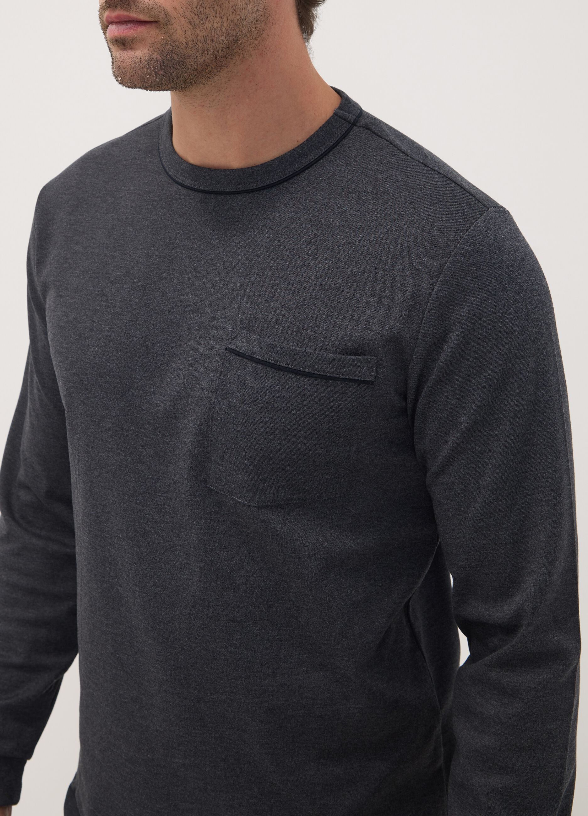 Grey organic cotton crew-neck pyjamas