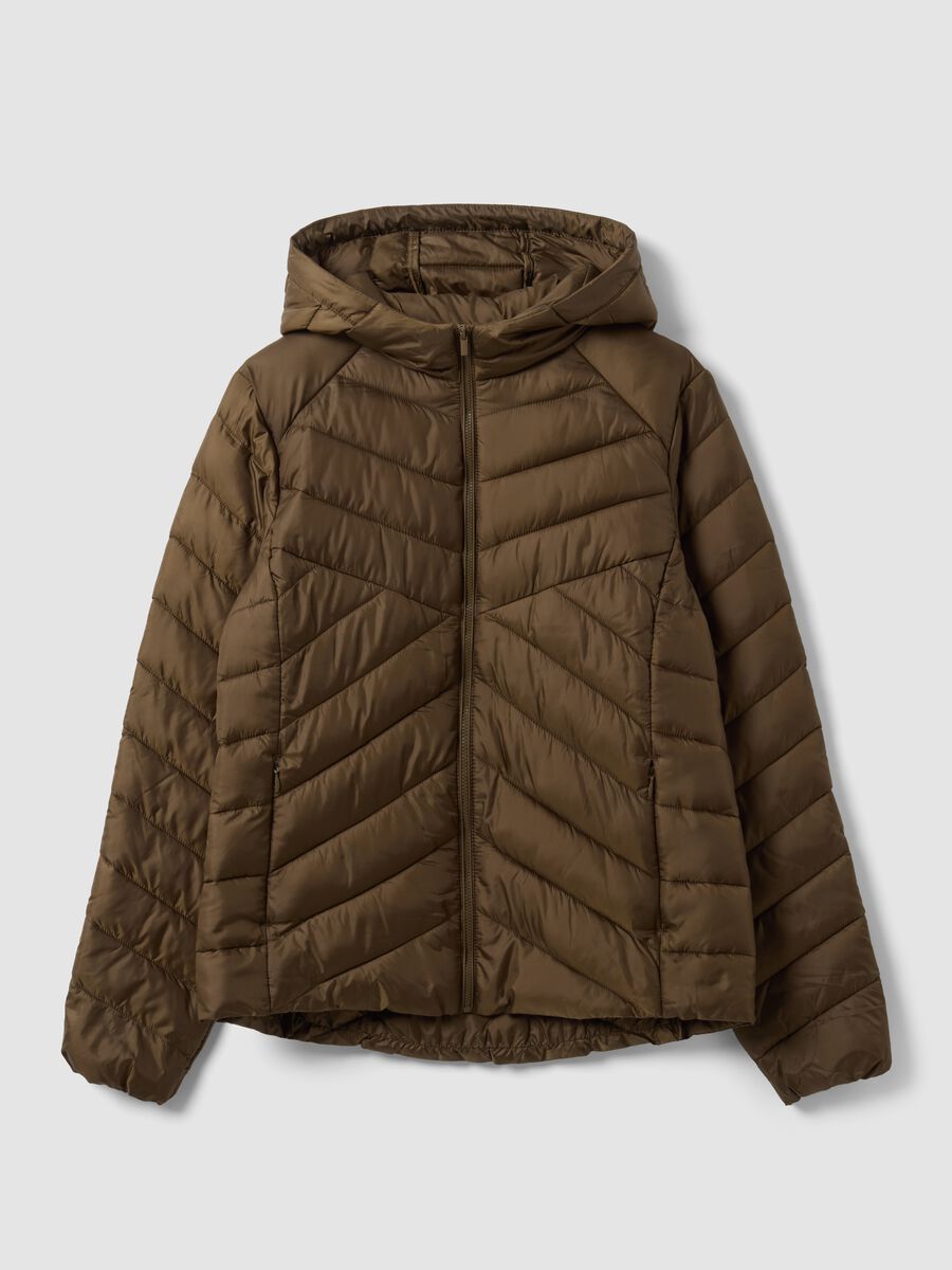Green Ultralight quilted hooded jacket with zip_4
