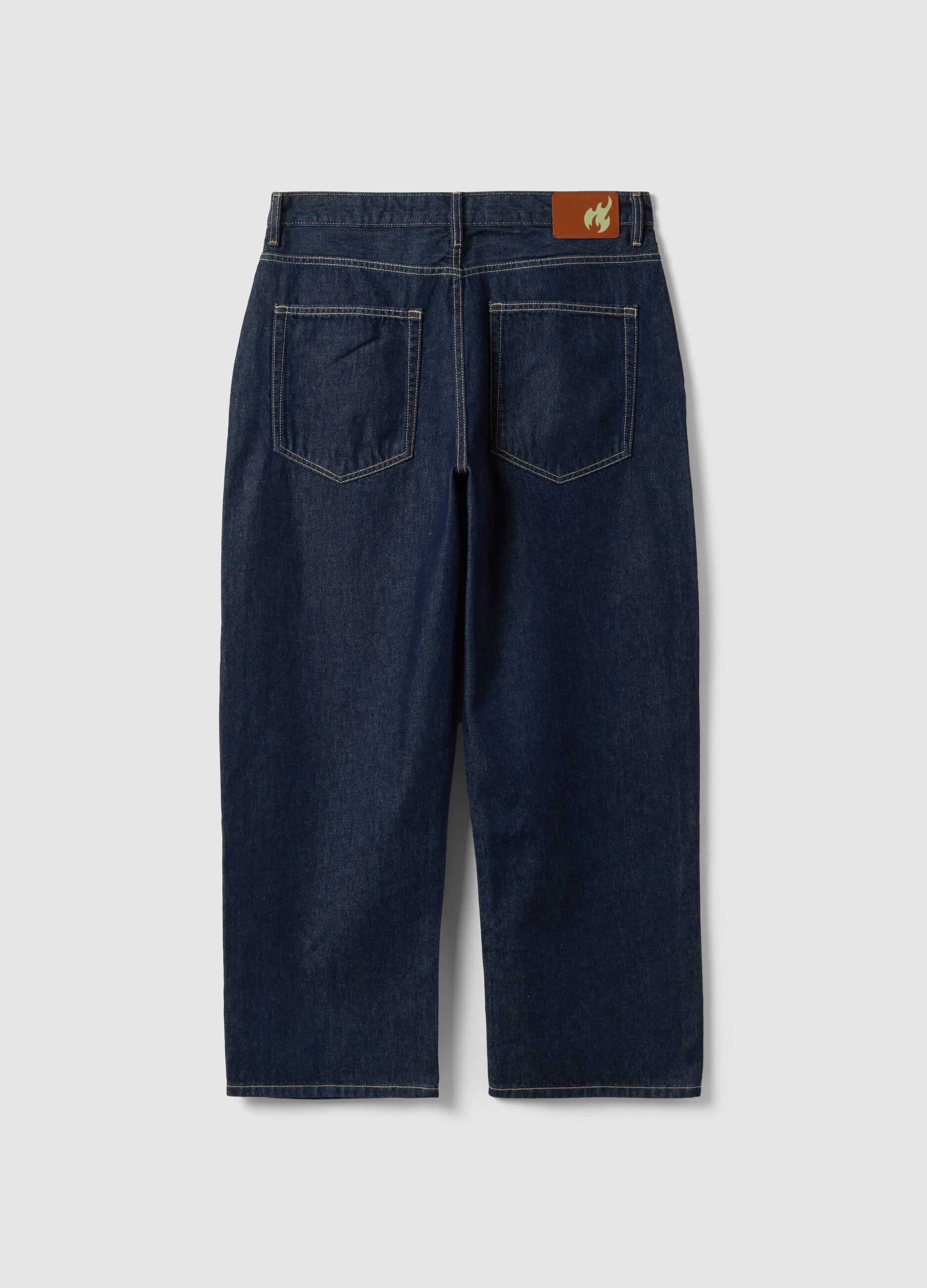 Blue denim jeans in pure cotton, baggy fit