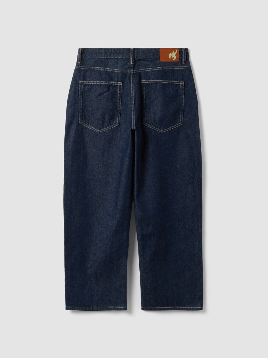 Jeans denim blu in puro cotone baggy fit_2