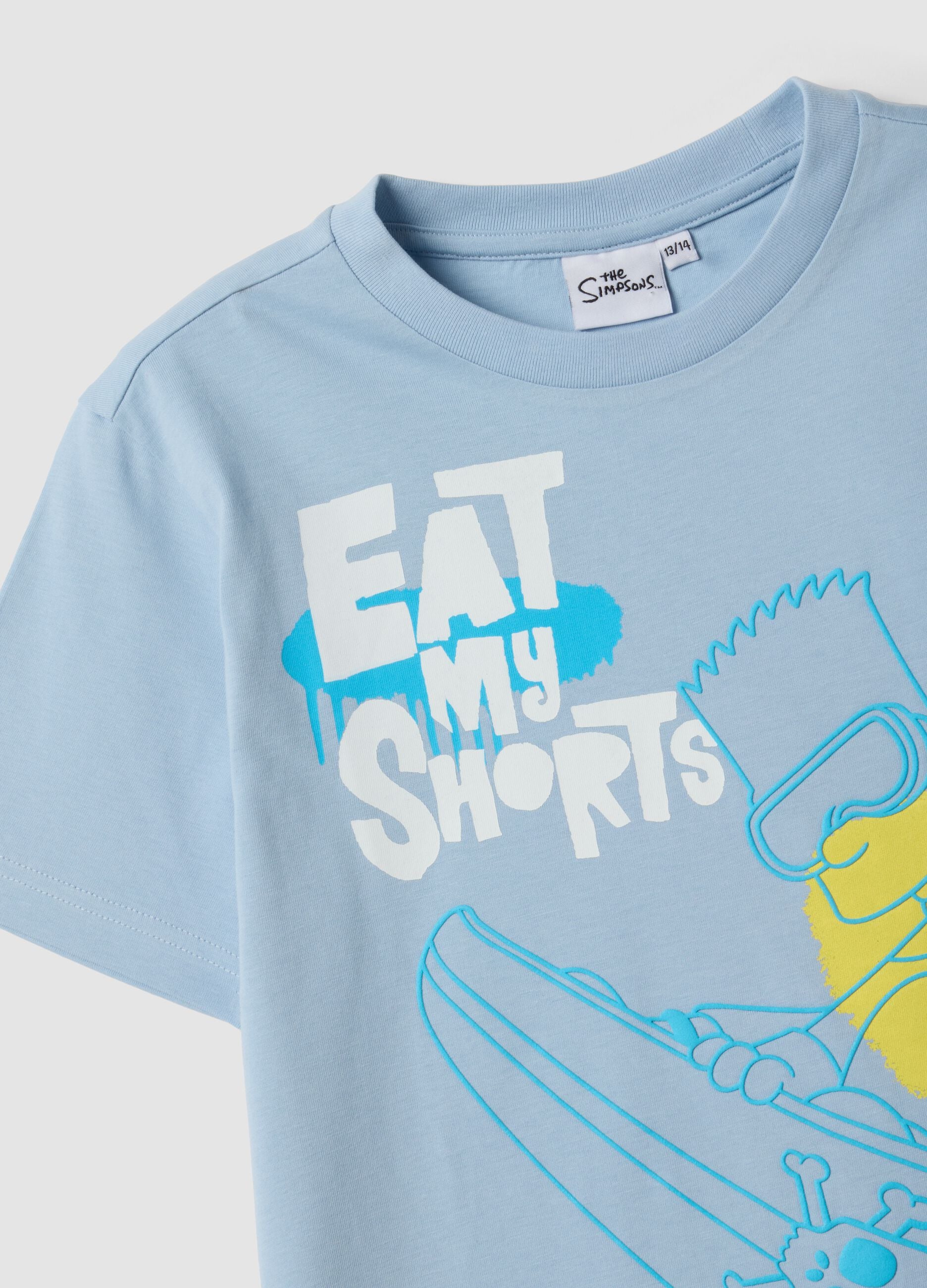 Boys&rsquo; light blue pure cotton T‑shirt with Simpsons print