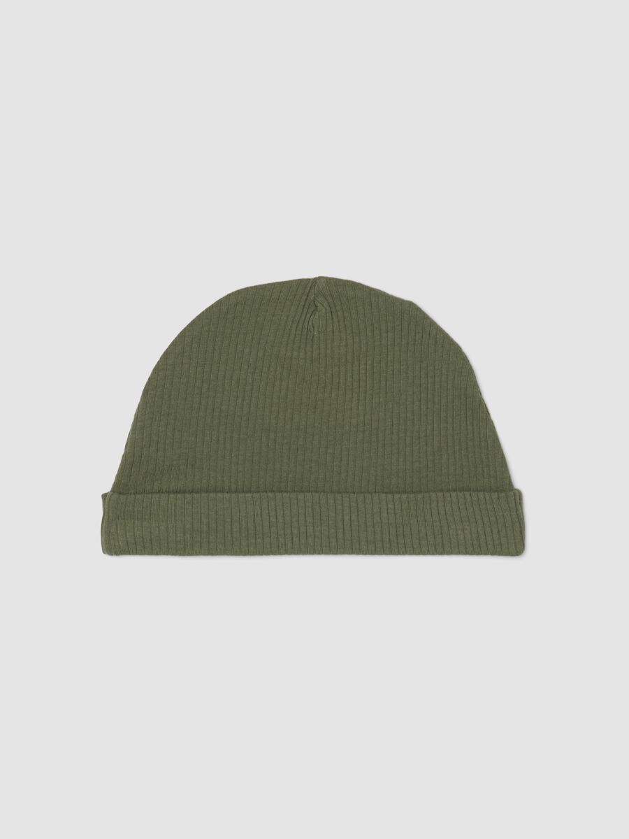 Green ribbed organic cotton baby hat_1