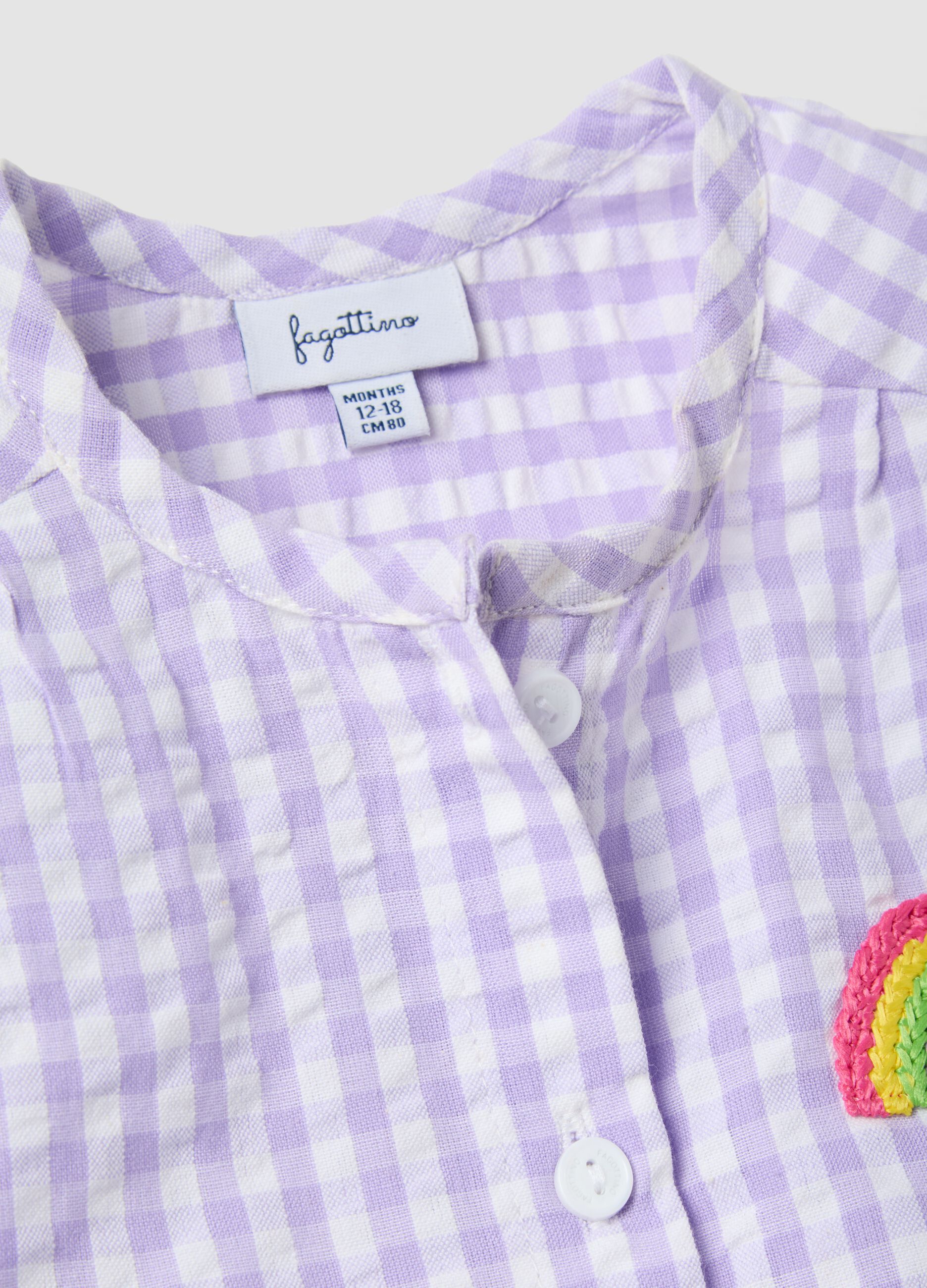 Multicoloured check pure cotton blouse for girls regular fit