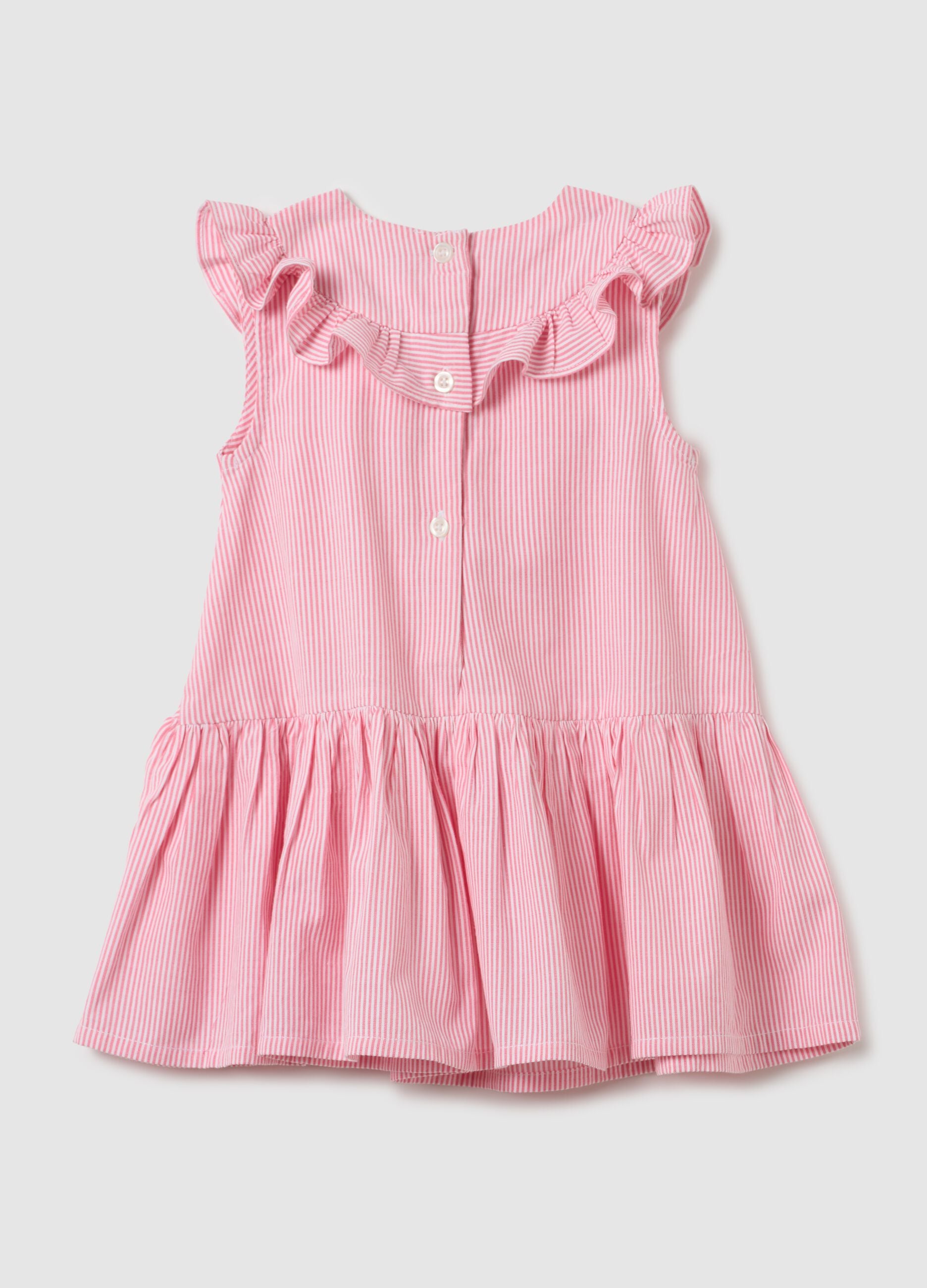 Girls&rsquo; pink regular fit dress in 100% cotton with flounce