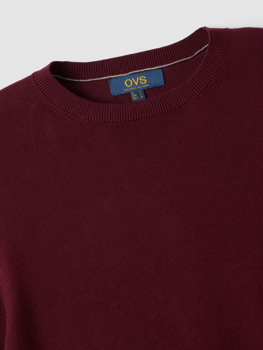 Burgundy viscose-blend crew-neck jumper, regular fit_1
