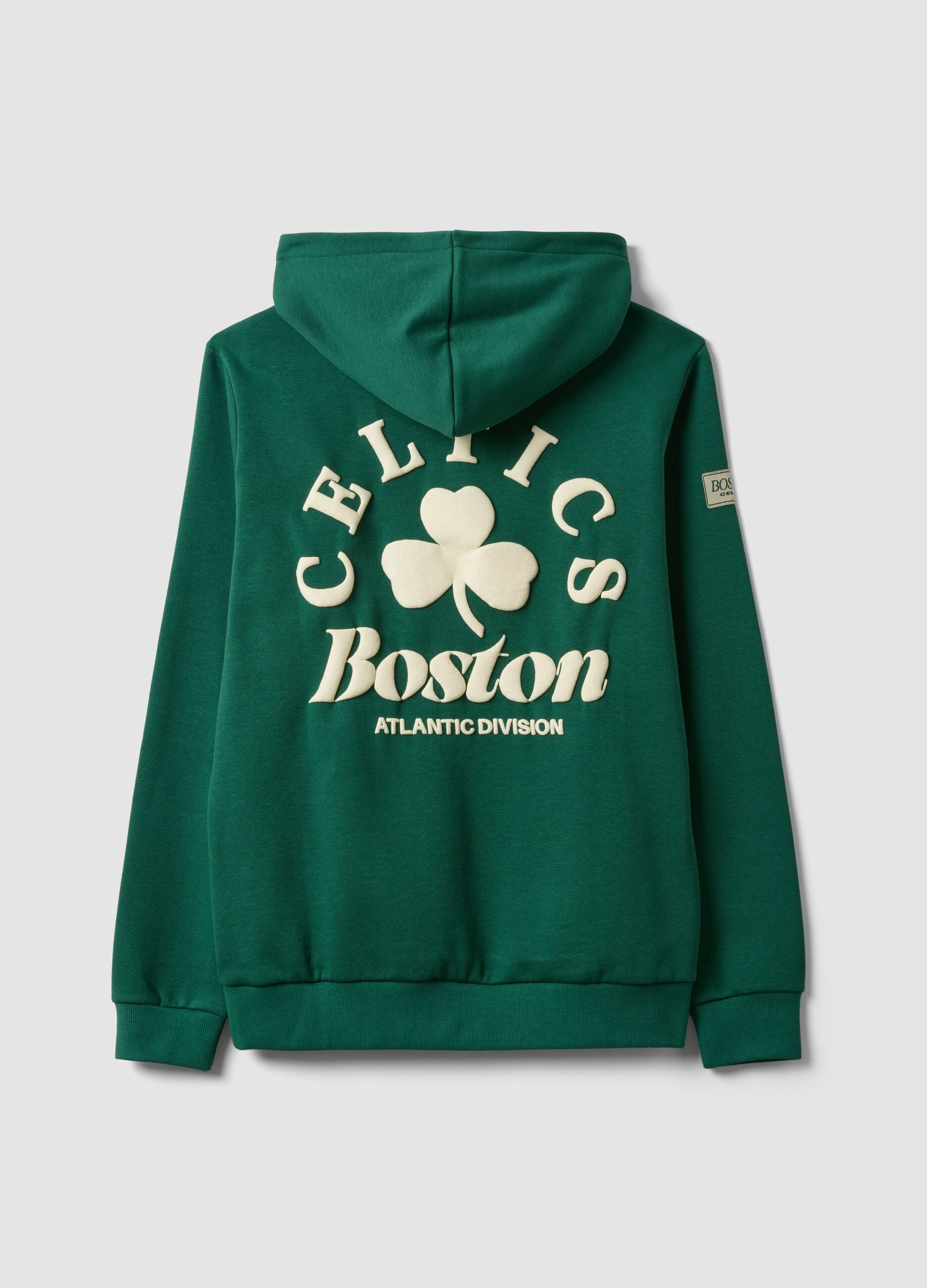 Felpa verde con cappuccio in misto cotone a tema Boston Celtics