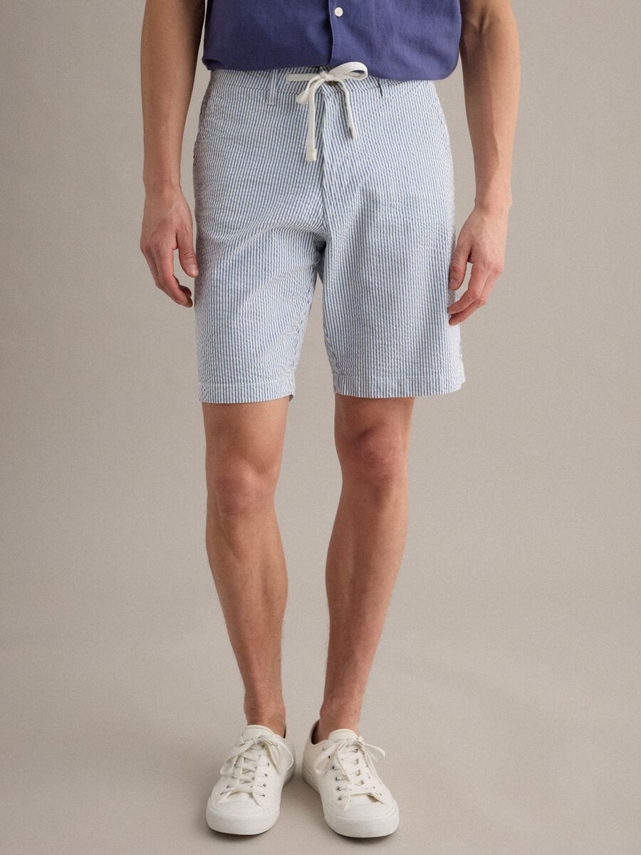 Multicolour striped regular-fit stretch cotton shorts_1