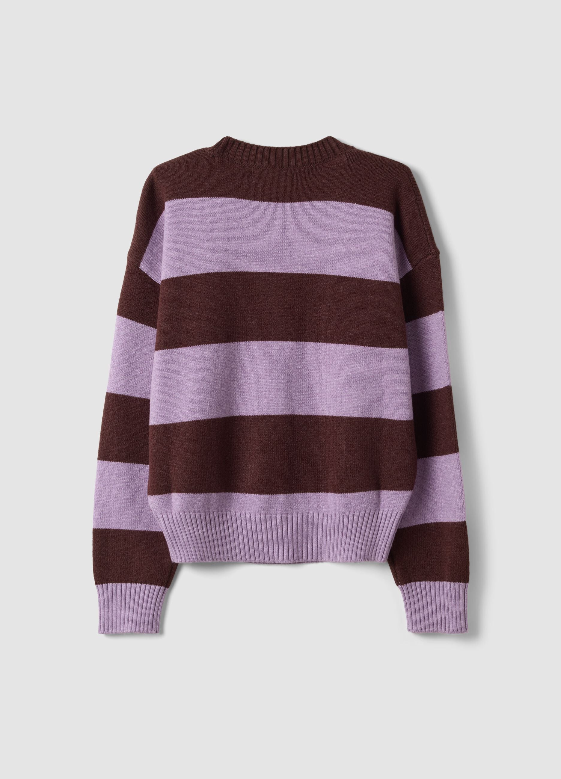 Multicolour striped viscose-blend jumper with teddy bear embroidery, regular fit