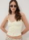 Yellow stretch cotton fitted lace top_0