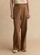 Brown wide leg linen blend trousers_1