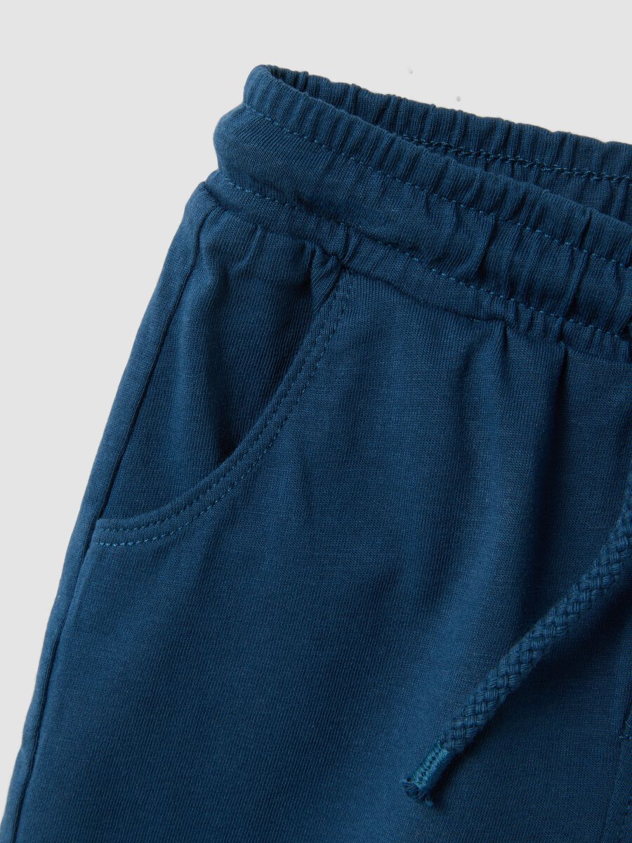 Pantaloncini in puro cotone blu da bimbo regular fit_3