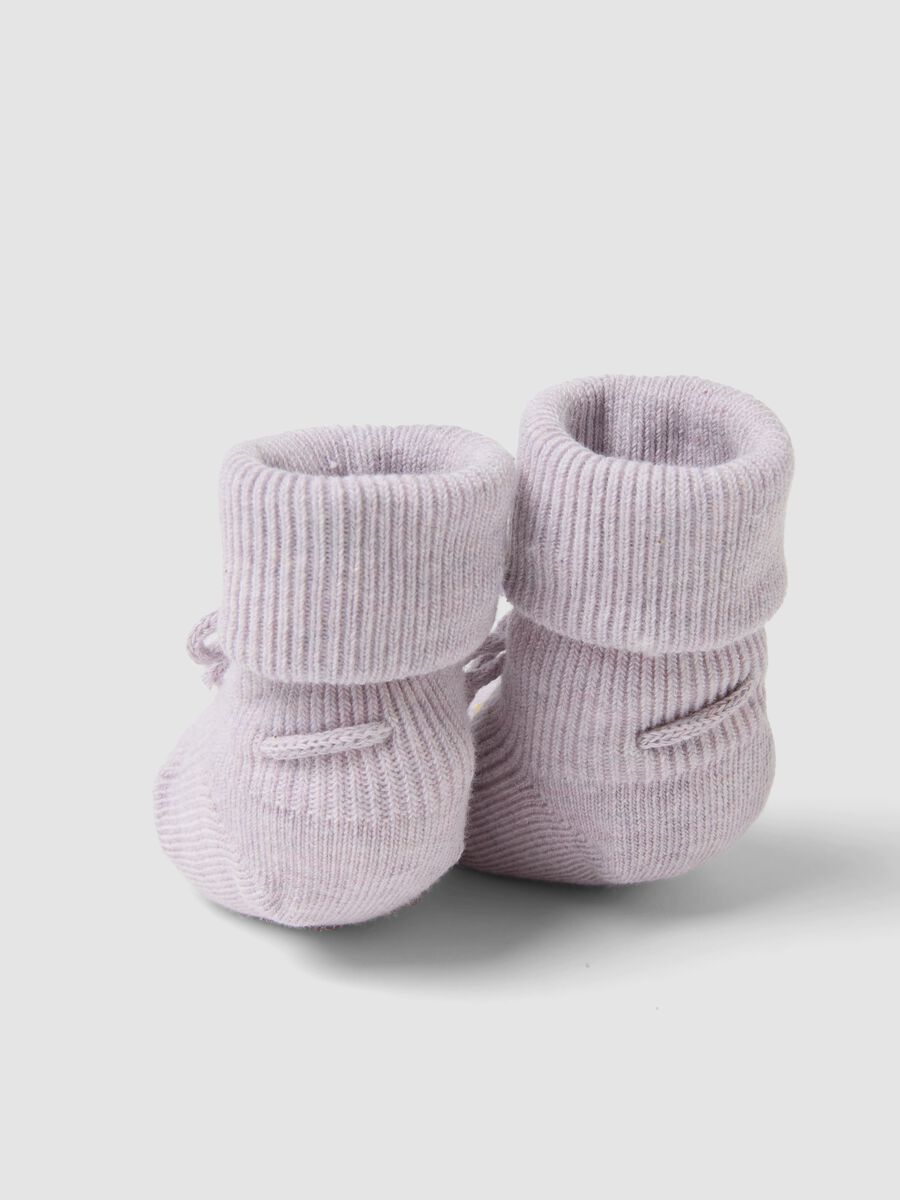 Pink organic cotton knitted baby girl booties_2