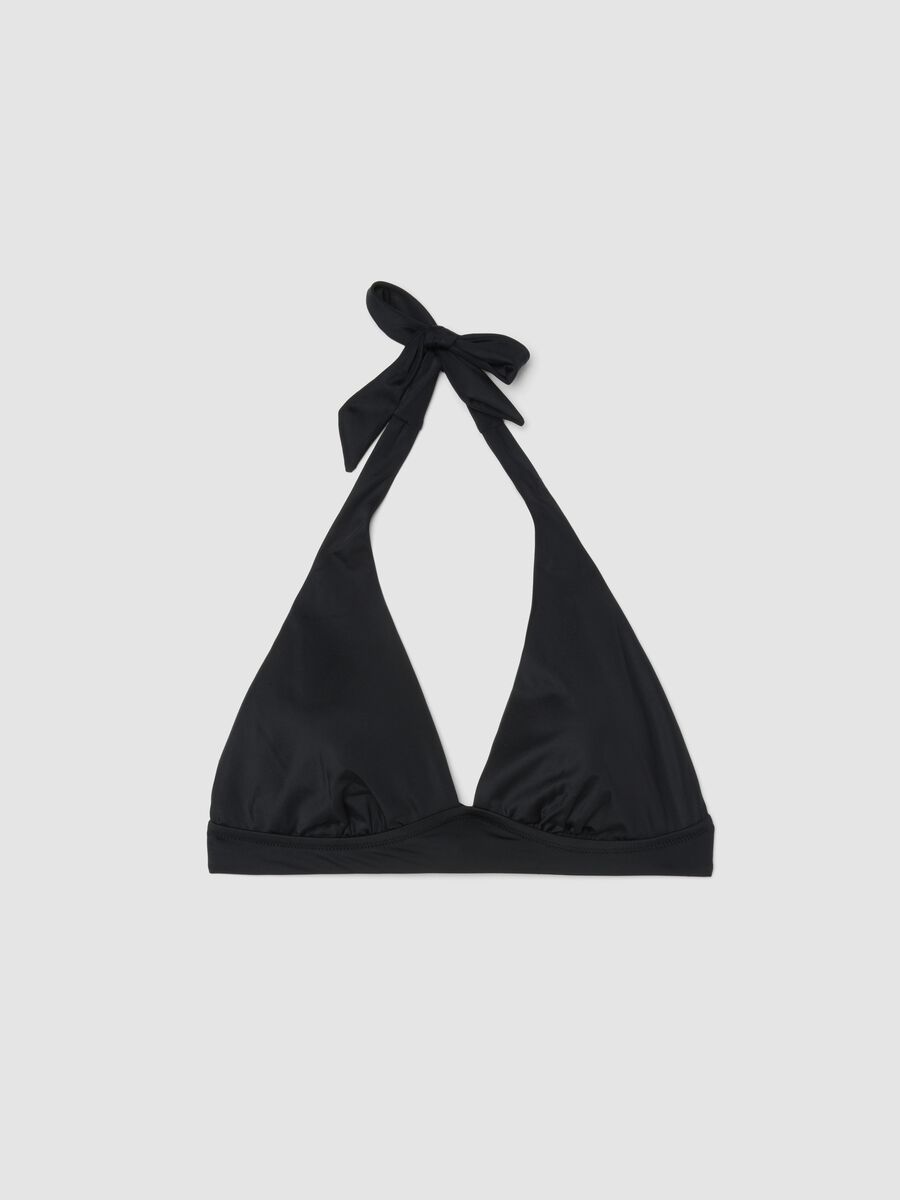Black stretch triangle bikini top_4