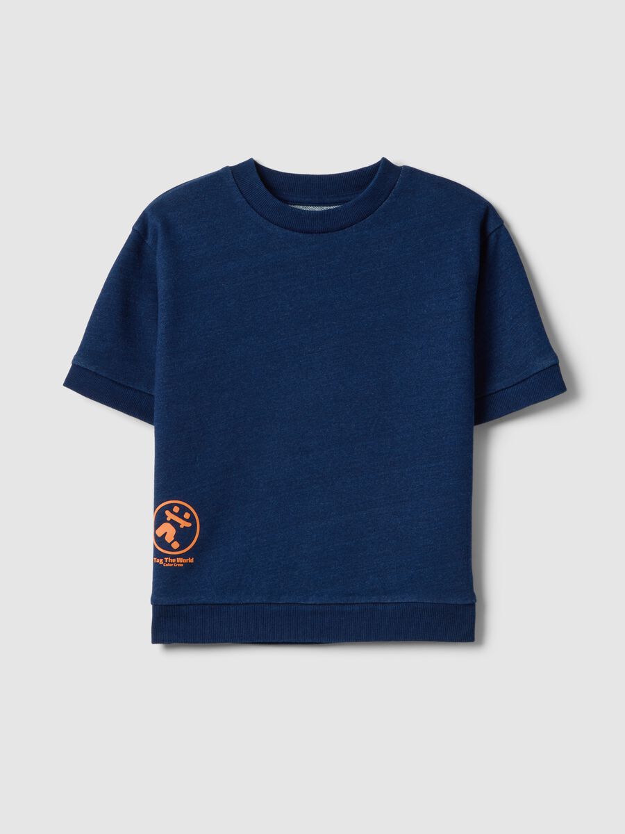 Kids' Oversized Fit Blue Cotton Blend T-shirt_0