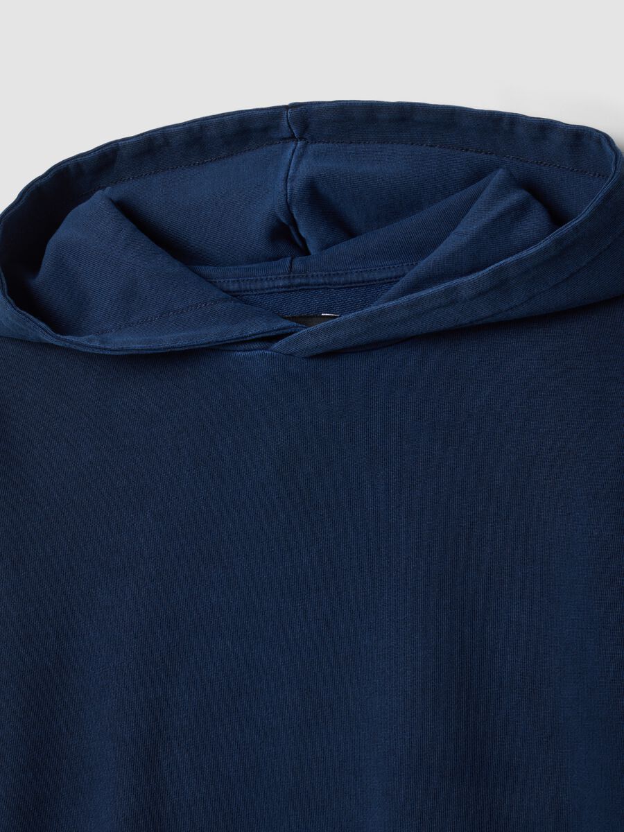 Felpa blu in puro cotone con cappuccio over fit_1