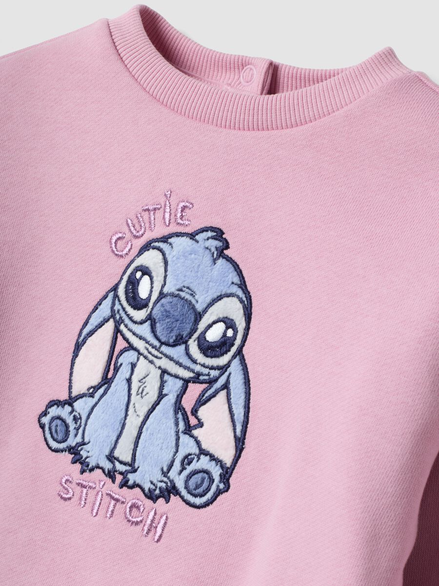 Pink pure cotton tracksuit with Lilo & Stitch embroidery for girls_2