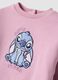 Pink pure cotton tracksuit with Lilo & Stitch embroidery for girls_2
