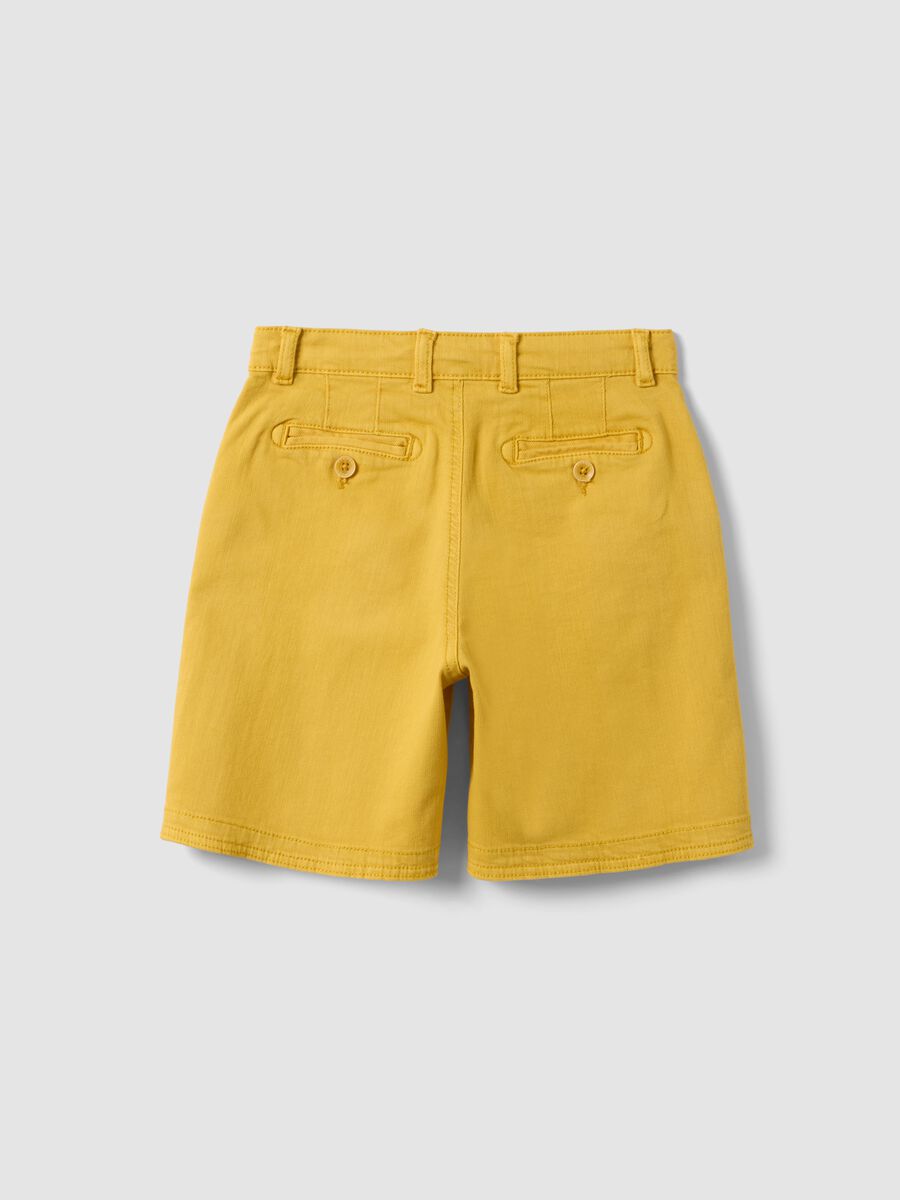 Boys' yellow cargo baggy shorts in stretch cotton_4
