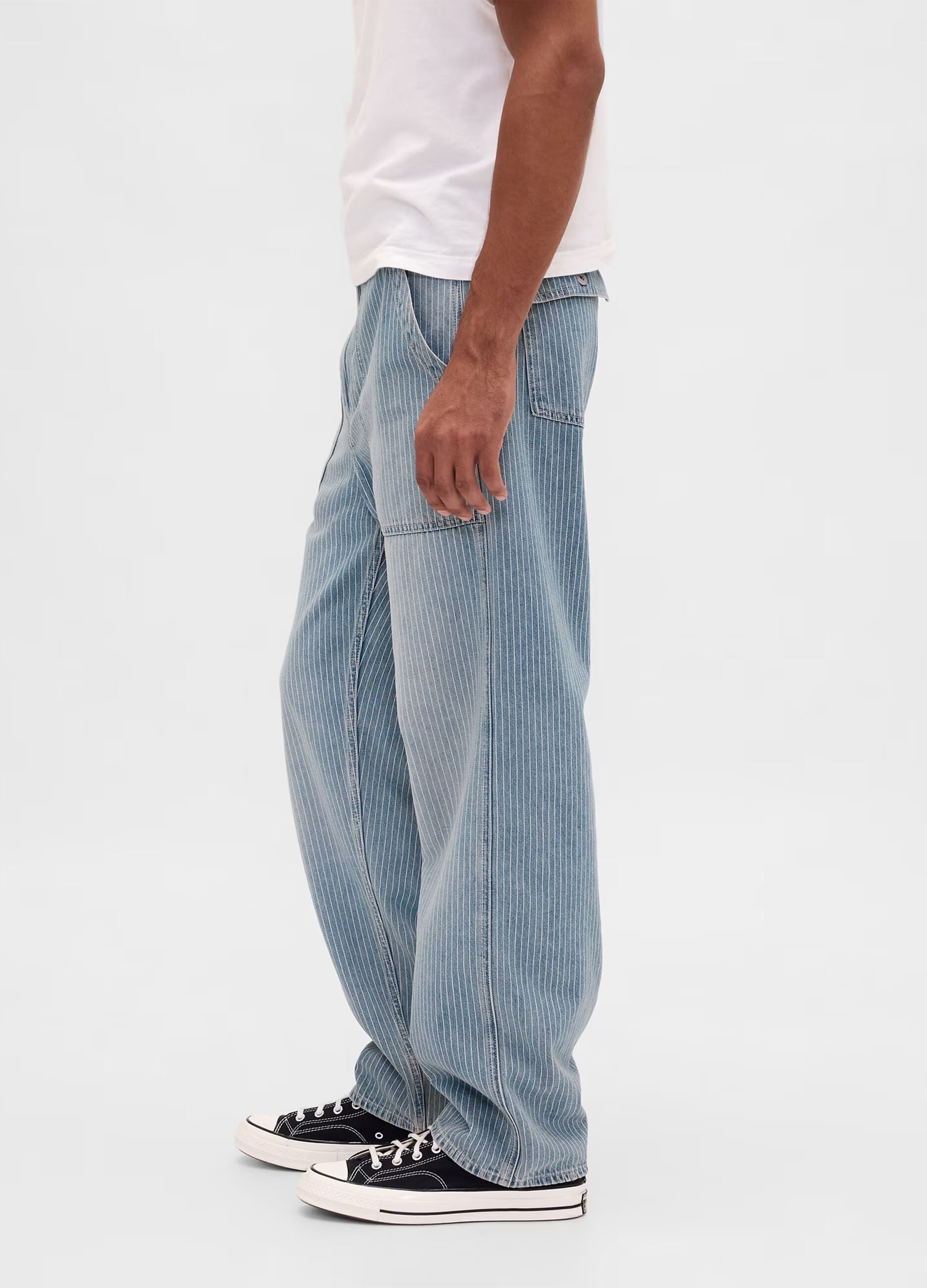 Regular fit azure pure cotton baggy jeans with five pockets