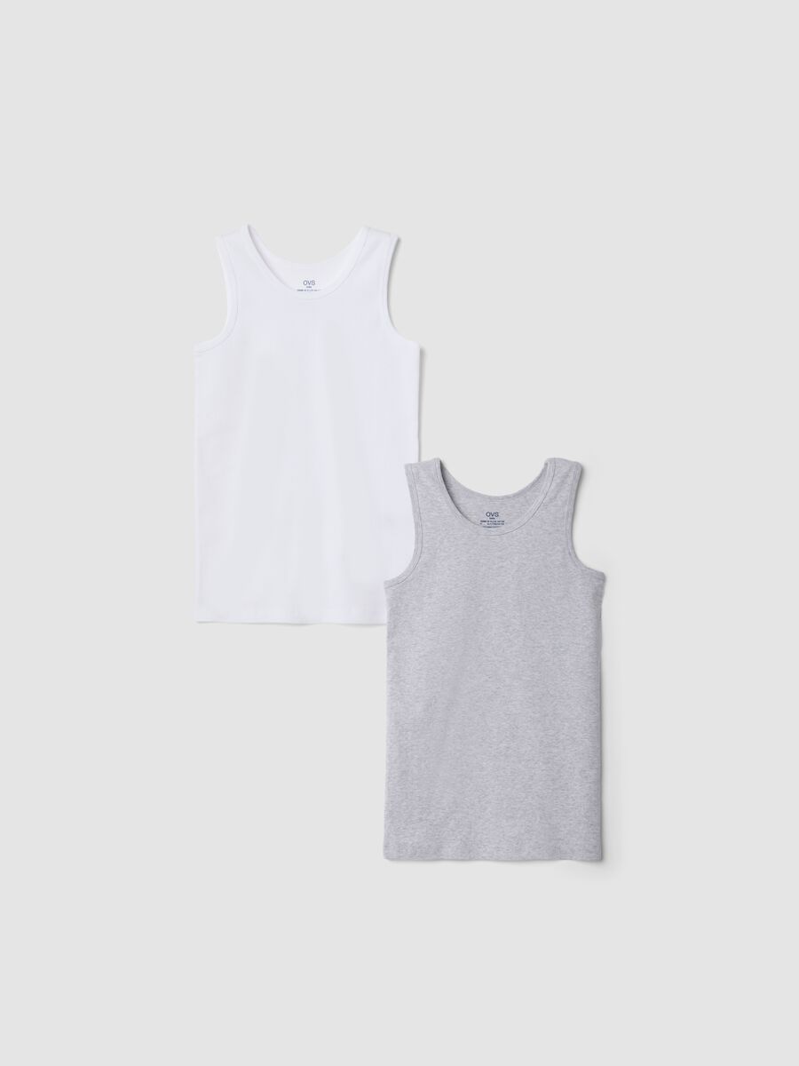2-pack white and grey pure organic cotton crew-neck vests_0