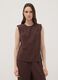Brown sleeveless pleated-texture blouse, regular fit_2