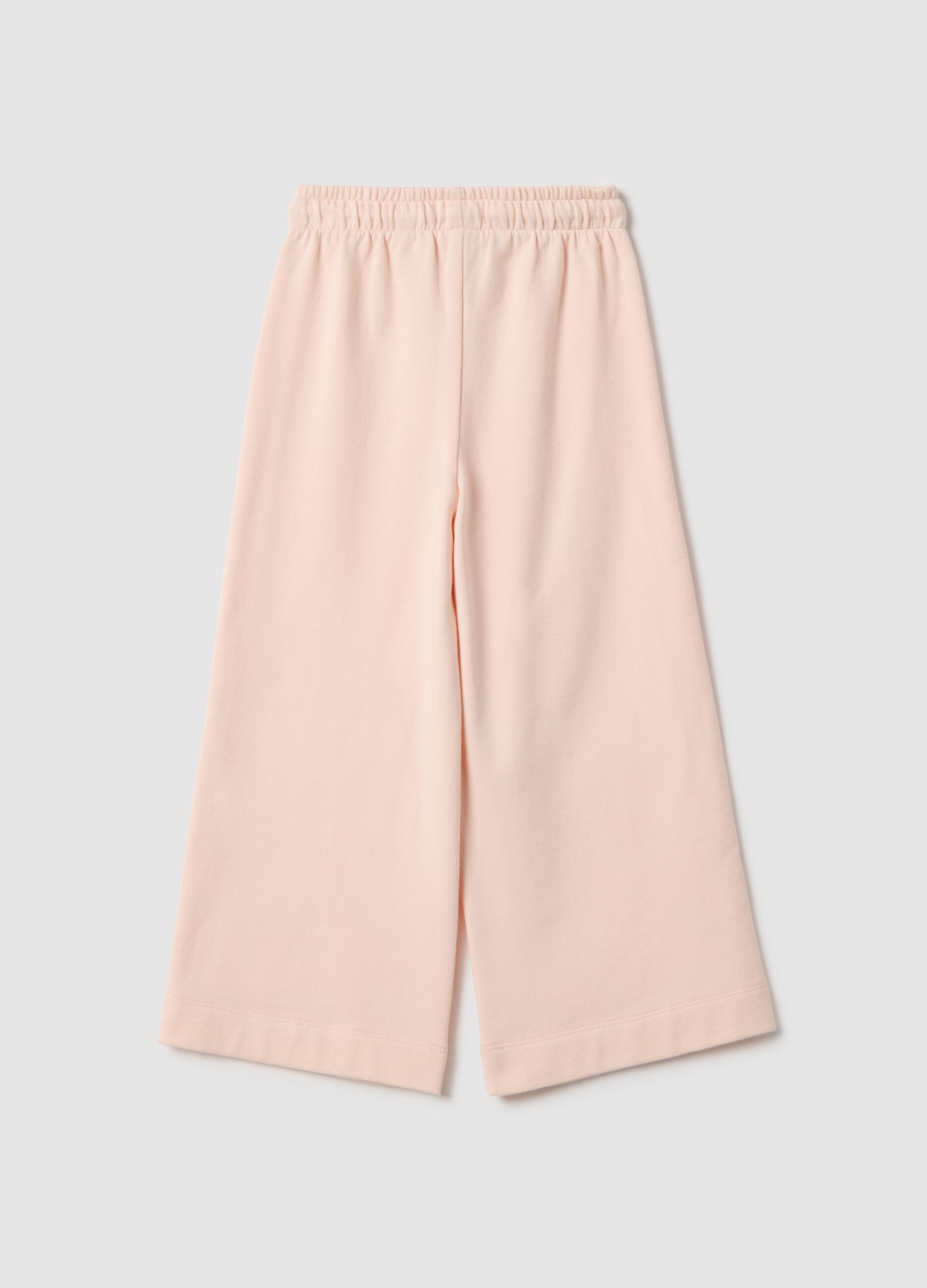 Girls' Wide Leg Pink Cotton Trousers